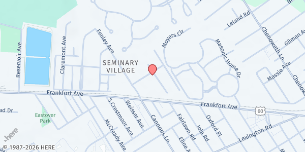 Map showing Village Manor - Socayr Food Pantry at 105 Fenley Avenue, Louisville, KY