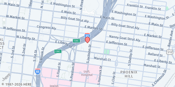Map showing Wayside Christian Mission - Main Location at 432 E. Jefferson St., Louisville, KY
