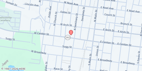 Map showing Christian Food Bank of Hopkins Co. at 241 W. Center St., Madisonville, KY