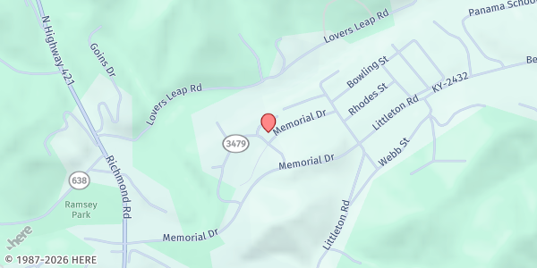Map showing Manchester Adventist Community Services at 619 Memorial Drive, Manchester, KY