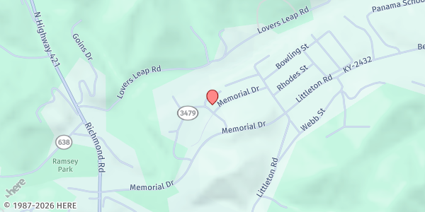 Map showing Manchester Seventh-Day Adventist Church Pantry at 619 Memorial Drive, Manchester, KY