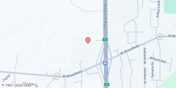 Map showing 1st Assembly of God at 111 N. Sutton Ln., Mayfield, KY