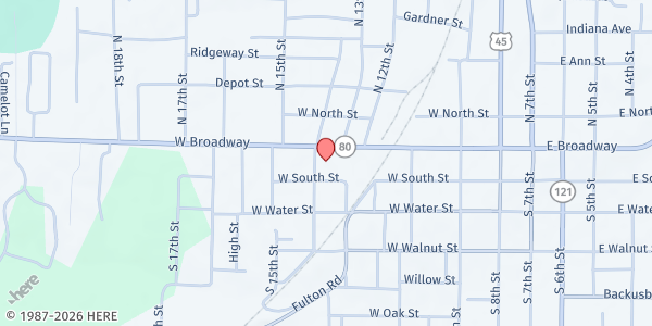 Map showing St. Joseph Church/St. Vincent de Paul Society at 700 W. Broadway, Mayfield, KY