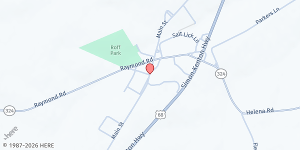 Map showing Mays Lick Baptist Church at 5103 Main St., Mays Lick, KY