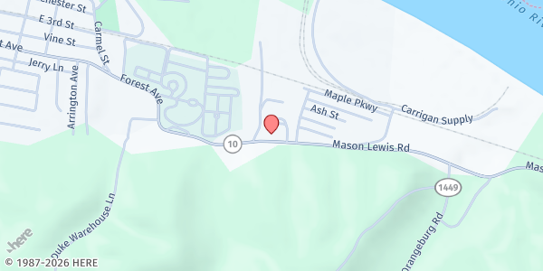 Map showing Community Care of Mason County - Maysville at 1679 Forest Avenue, Maysville, KY