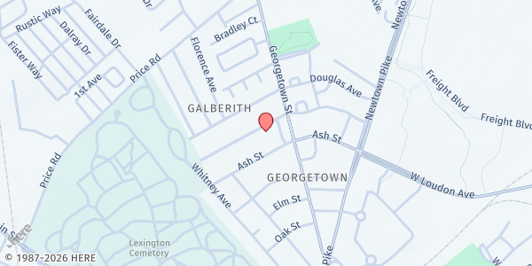 Map showing Lexington Rescue Mission at 444 Glen Arvin Ave., Meadowthorpe, KY