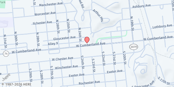 Map showing First Baptist Church of Middlesboro at 2300 W Cumberland Ave, Middlesboro, KY