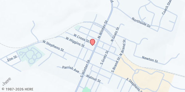 Map showing Midway Baptist Church Pantry at 121 S Winter St, Midway, KY