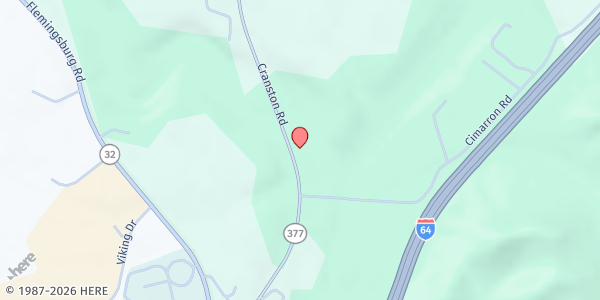 Map showing Johnson First Church of God at 590 Cranston Road, Morehead, KY