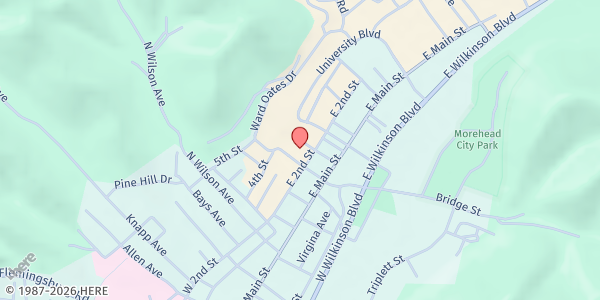 Map showing MSU Eagle Essentials at 400 E. Second Street, Room 212, Morehead, KY