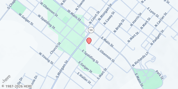 Map showing Morganfield UMC at 120 E. Obannon St, Morganfield, KY