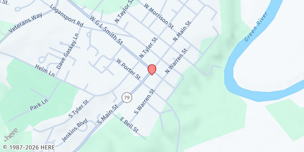 Map showing Morgantown Mission at 105 South Main Street, Morgantown, KY