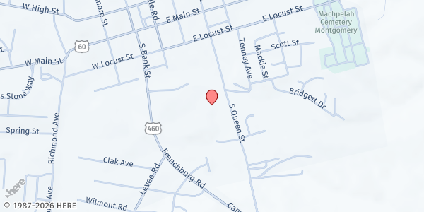 Map showing Evergreen Baptist Church at 304 S. Queen St., Mt. Sterling, KY