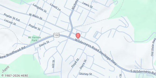 Map showing Food & Clothing Mission - First Baptist Church at 30 Church St, Mt Vernon, KY