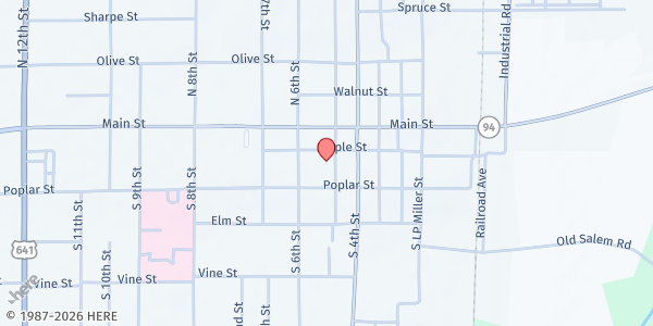 Map showing Murray First United Methodist at 503 Maple St., Murray, KY