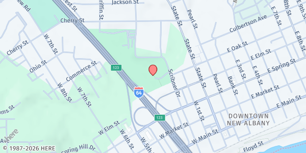 Map showing Riverview/New Albany HS Mobile Pantry at Riverview/New Albany High School, New Albany, KY