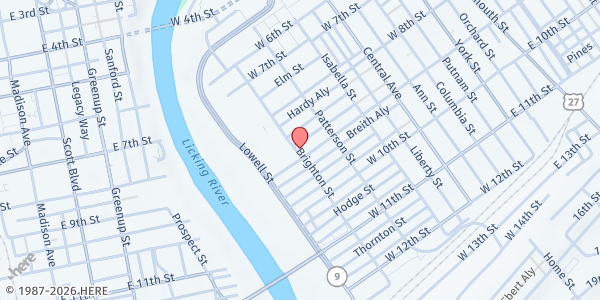 Map showing Campbell County Neighborhood Center at 437 West 9th Street, Newport, KY