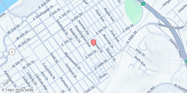 Map showing Holy Spirit Roman Catholic Church at 825 Washington Ave, Newport, KY