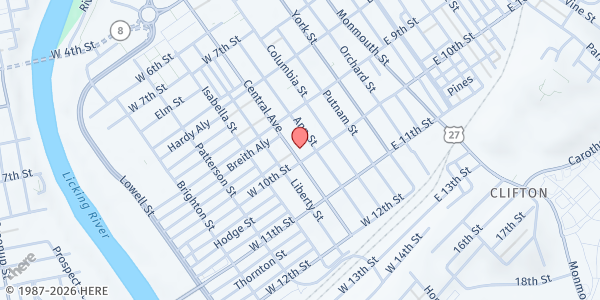 Map showing New Hope Food Pantry at 941 Central Avenue, Newport, KY