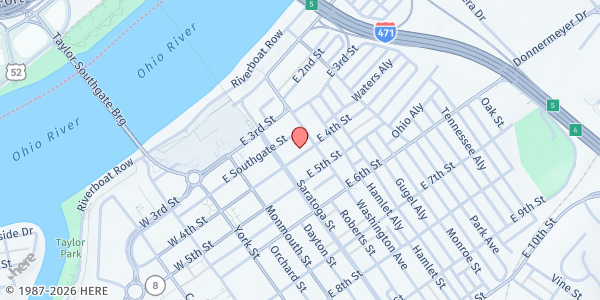 Map showing Newport Free Pentecostal Church at 225 E 4th St, Newport, KY