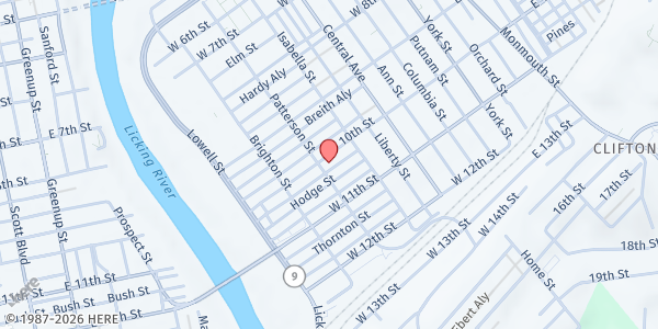 Map showing Salvation Army Newport at 340 W. 10th Street, Newport, KY