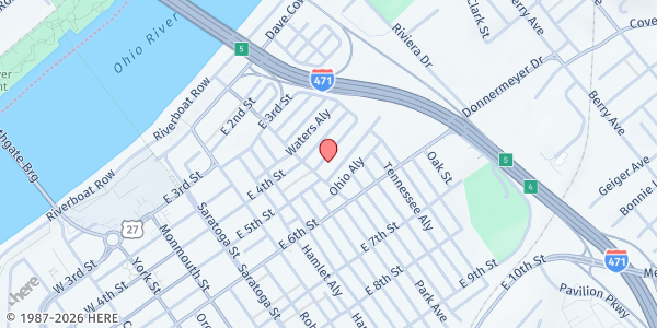 Map showing St. John's Outreach Ministries Food Pantry at 415 Park Avenue, Newport, KY