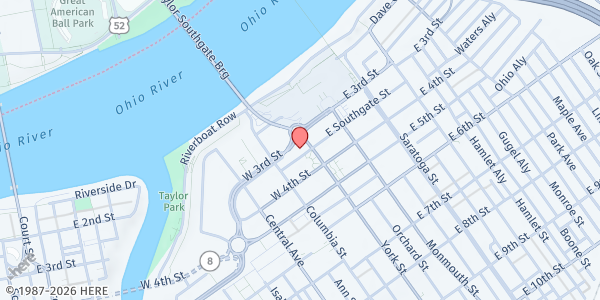 Map showing St. Paul's Food Pantry at 7 Court Place, Newport, KY