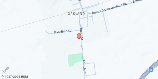 Map showing Oakland Baptist Church at 410 Church Street, Oakland, KY