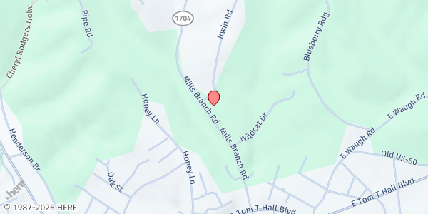 Map showing Mills Branch Apostolic Church Pantry at 376 Mills St., Olive Hill, KY