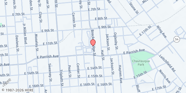 Map showing Life Community Church at 1100 Breckenridge, Owensboro, KY