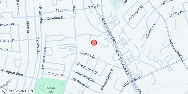 Map showing Owensboro Christian Church - Food Co-op at 2818 New Hartford Rd., Owensboro, KY