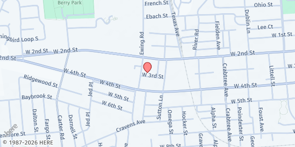 Map showing Salvation Army-Owensboro at 235 S Ewing Rd, Owensboro, KY