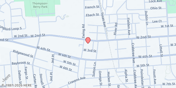 Map showing Salvation Army - Owensboro at 215 S Ewing Rd, Owensboro, KY