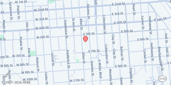 Map showing Third Baptist Church at 527 Allen Street, Owensboro, KY