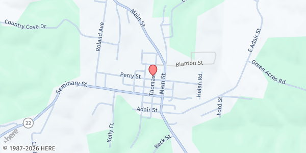Map showing FCC Community Food Pantry at 106 W Perry Street, Owenton, KY