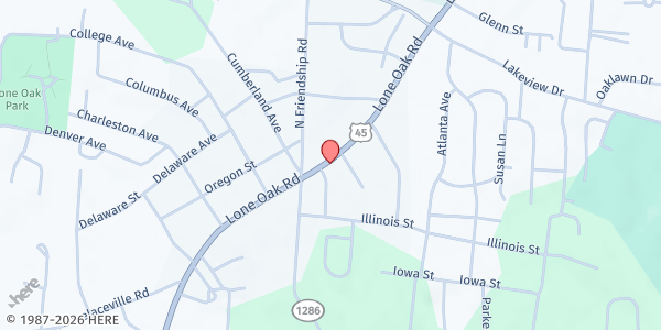 Map showing Lone Oak Church of Christ at 2960 Lone Oak Road, Paducah, KY