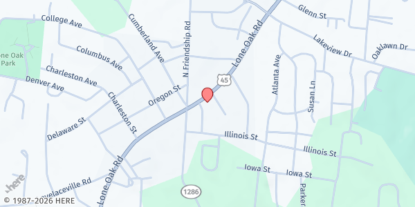 Map showing Lone Oak Church of Christ (FA) at 2960 Lone Oak Road, Paducah, KY