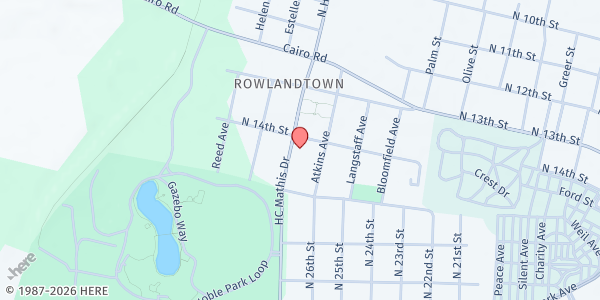 Map showing McCracken Senior Center at 1400 H C Mathis Drive, Paducah, KY