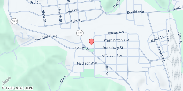 Map showing 12 Baskets Pantry at 205 8th Street, Paintsville, KY