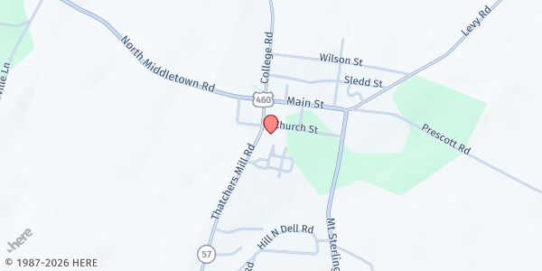 Map showing North Middletown Christian Church at 1976 Thatchers Mill Rd, Paris, KY