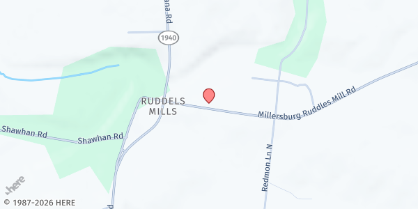 Map showing Ruddles Mill Christian Church at 3804 Ruddles Mills Milersburg, Paris, KY