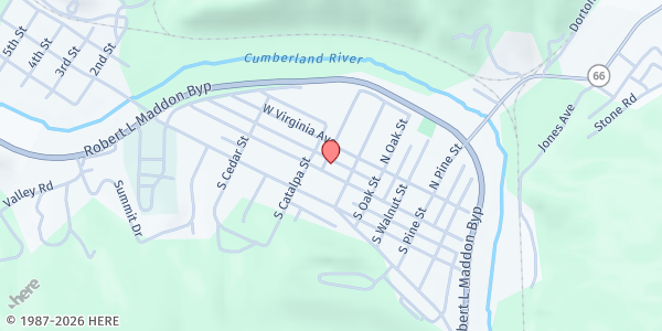 Map showing First Baptist Church Pineville at 405 Kentucky Avenue, Pineville, KY