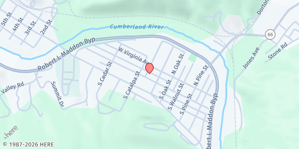Map showing First Baptist Pineville at 405 Kentucky Avenue, Pineville, KY