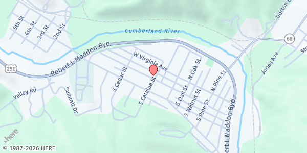 Map showing First Presbyterian Church at 507 Kentucky Ave, Pineville, KY