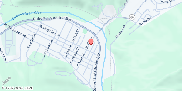 Map showing Lighthouse Ministry Shelter at 117 Pine St, Pineville, KY