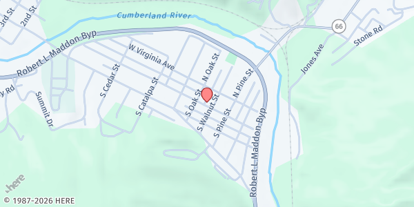 Map showing Social Service Department - Pineville at 211 Kentucky Ave, Pineville, KY