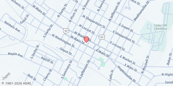 Map showing Central Presbyterian Church at 206 W Main St, Princeton, KY