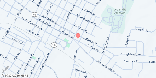 Map showing Pennyrile Allied Community Services - Princeton at 307 E Main St, Princeton, KY