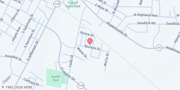 Map showing Southside Baptist Church at 205 Nichols St, Princeton, KY
