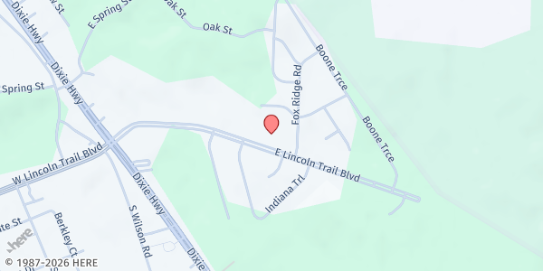 Map showing Faith Lutheran Church at 377 E Lincoln Trail Blvd, Radcliff, KY